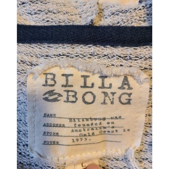Billabong Women's Distressed Navy Striped Hoodie Size Large boho V Neck - Picture 4 of 4